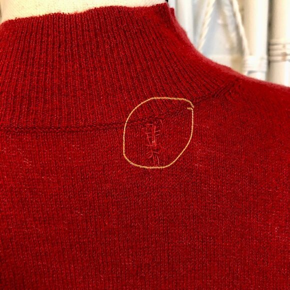 Saturdays NYC Sweater Sean Mock Turtleneck Red Crepe Rib *FLAW* size Medium - Picture 7 of 16